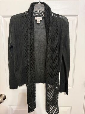 Bloom Black Open-Weave Draped Cardigan